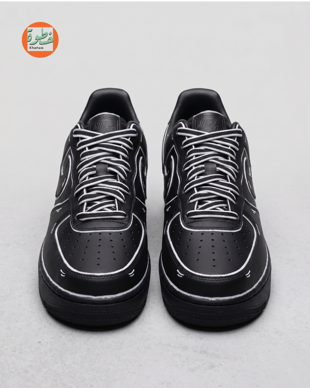 Khatwa Outline – Custom Black Low-Top Sneakers