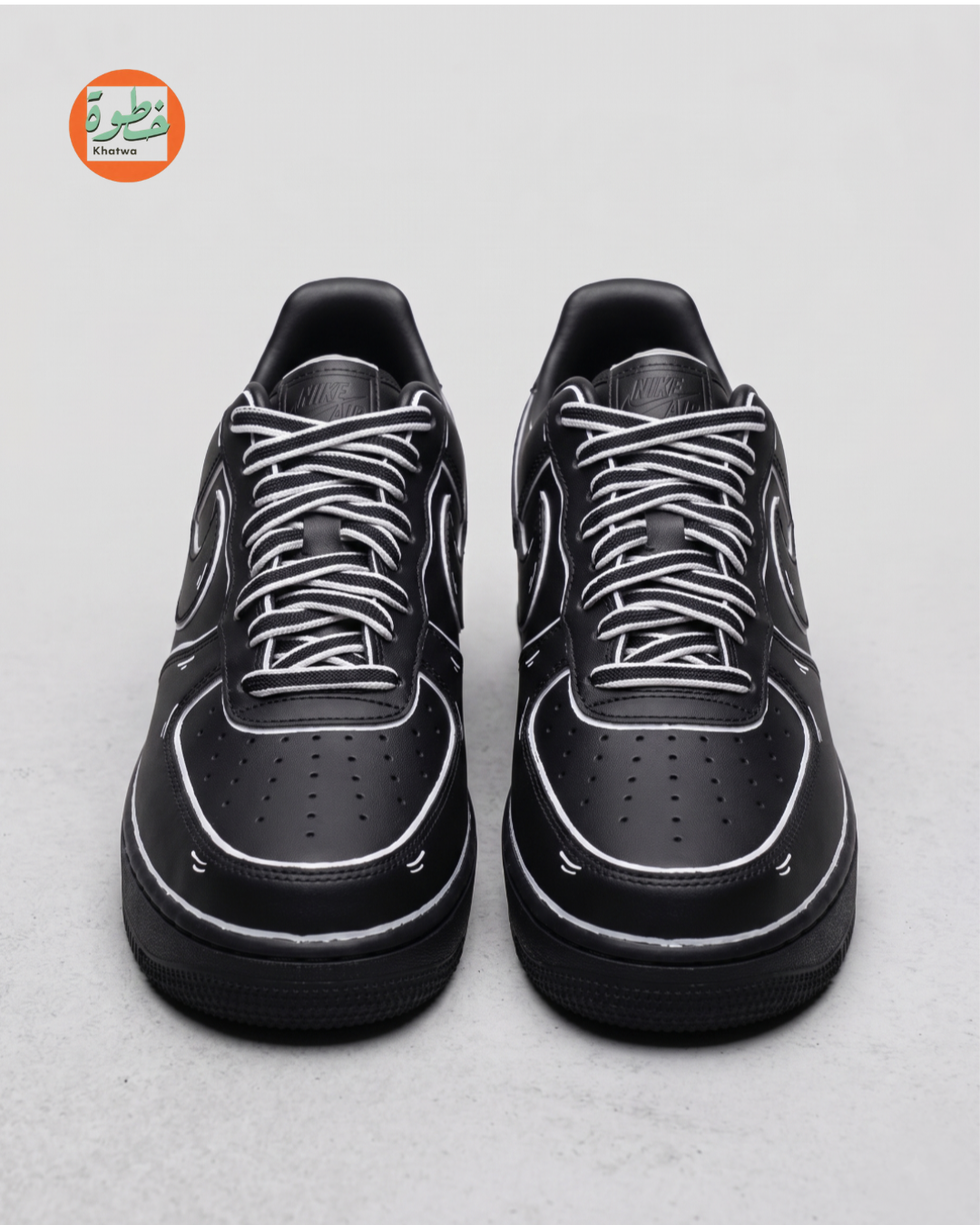 Khatwa Outline – Custom Black Low-Top Sneakers