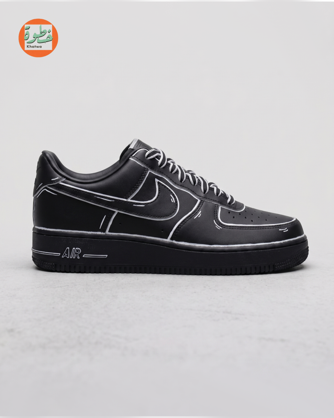 Khatwa Outline – Custom Black Low-Top Sneakers